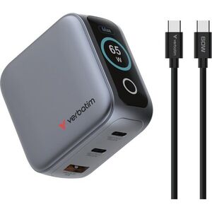 Mini GaN 65 W-os töltő kijelzővel + 60 W-os USB-C-USB-C kábel (töltés és adatátvitel), szürke kép