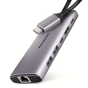 AXAGON HMC-6G2L 6-in-1 Hub, USB-C 10Gbps, 2x USB-A, 1x USB-C, HDMI 4k/60Hz, RJ-45, PD 100W kép