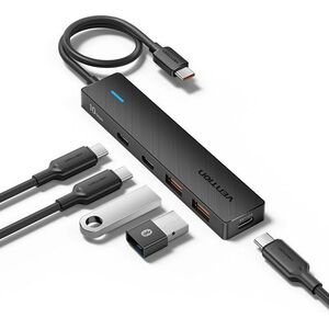 Vention 5-in-1 USB-C to 3 x USB-C / 2 x USB 3.2 Gen 2 10G Hub 0, 15M Black kép