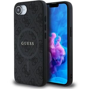 Guess PU Leather 4G Colored Ring MagSafe telefon tok iPhone 16e/17e készülékhez, fekete kép