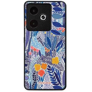 Mobiwear Glossy Realme GT 7 kék virágok fényes tok kép