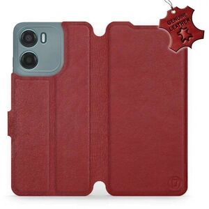 Mobiwear Motorola Moto G05 sötétpiros bőr flip tok kép