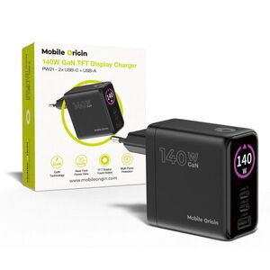 Mobile Origin 140W GaN Display Charger PW21 - 2× USB-C + USB-A kép