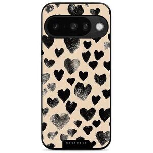 Mobiwear Glossy Google Pixel 10 fekete szívecskék fényes tok kép