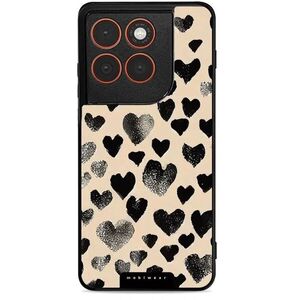 Mobiwear Glossy Motorola Edge 70 fekete szívecskék fényes tok kép