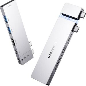 Vention USB-C*2 to HDMI/USB 3.2 Gen 1 Type-C/USB 3.0 *2/PD/Thunderbolt USB-C Plug-In Docking Station kép