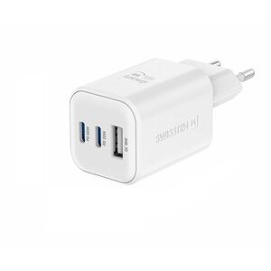 Swissten GaN 2x USB-C 65 W PD + 1x USB-A 18 W QC fehér töltőfej kép