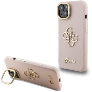 Guess PU Grained 4G Logo Stand Camera Frame iPhone 15 rózsaszín tok kép