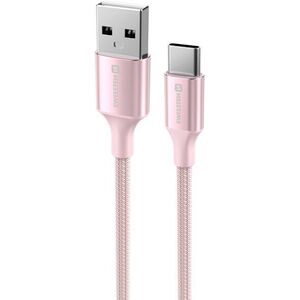 Swissten Textile II USB to USB-C 1, 5m, rózsaszín kép