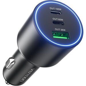 Vention Three-Port USB C+C+A (100W+65W+36W) Car Charger Black ABS Type kép
