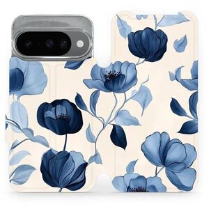 Mobiwear Flip Google Pixel 10 kék virágok tok kép