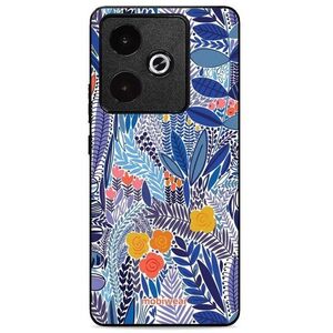 Mobiwear Glossy Realme GT 7T kék virágok fényes tok kép