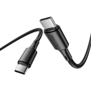 Vention USB 2.0 Type-C Male to Type-C Male 3A Cable Black 0, 9m PVC Type kép