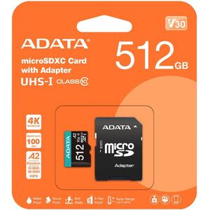ADATA MicroSDXC 512GB Premier Pro + SD adapter kép