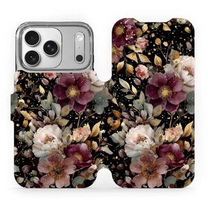 Mobiwear Flip Apple iPhone 17 Pro aranyszínű virágok tok kép