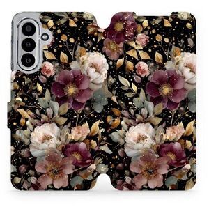 Mobiwear Flip Samsung Galaxy A17 / A17 5G aranyszínű virágok tok kép