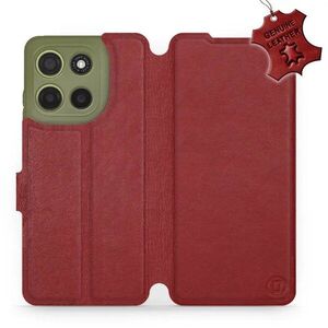 Mobiwear Motorola Moto G15 sötétpiros bőr flip tok kép
