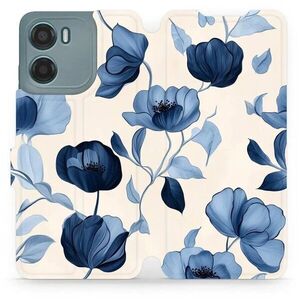 Mobiwear Motorola Moto G05 flip tok - kék virágok kép