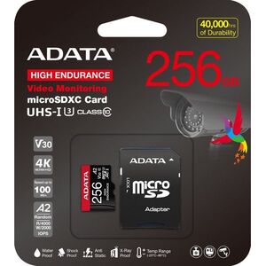 ADATA MicroSDXC 256GB High Endurance + SD adapter kép