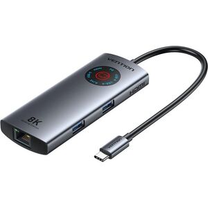 Vention USB-C to HDMI/USB 3.2 Gen 1 Type-C/USB 3.0*2/RJ45/PD 8K Docking Station with LED Display 0.1 kép