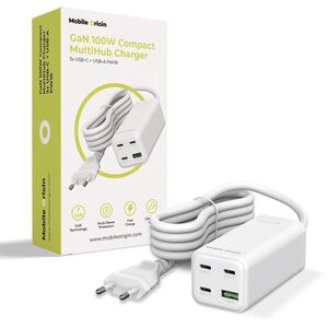 Mobile Origin GaN 100W Compact MultiHub Charger PW18 with 3x USB-C + USB-A kép