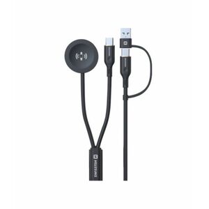 Swissten Samsung Galaxy Watch és USB-C, USB-C(USB-A) 1, 2 m, mágneses kábel, fekete kép