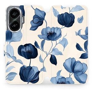 Mobiwear Flip Xiaomi Poco F7 kék virágok tok kép