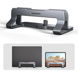 AXAGON STND-VG 10-17, 3" Laptop állvány, alumínium, vertikális, állítható szélesség, szürke kép