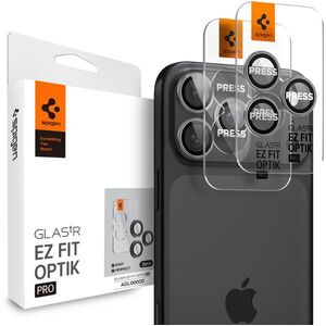 Spigen Glass tR EZ Fit Optik Pro 2 Pack iPhone 17/16/15/14 Pro / 17/16/15/14 Pro Max kameravédő fólia - szürke kép