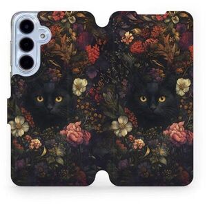 Mobiwear Flip Samsung Galaxy S25 FE fekete macska tok kép