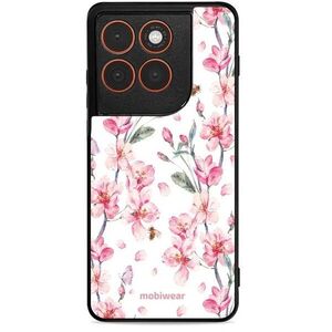 Mobiwear Glossy Motorola Edge 70 rózsaszín virágok fényes tok kép