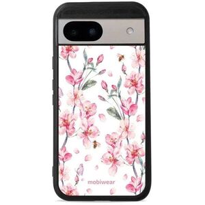 Mobiwear Glossy Google Pixel 8A rózsaszín virágok fényes tok kép