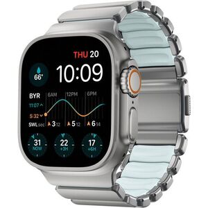 Nomad Stratos Band AW 45/46/49 mm, Natural Titanium Icy Blue Glow FKM kép