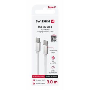 Swissten Textile USB-C / USB-C 3.0 m Ezüst kép