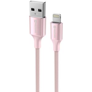Swissten Textile II USB to Lightning 1, 5m, rózsaszín kép