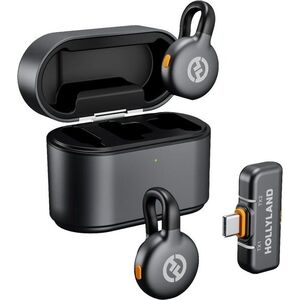 Hollyland LARK M2S Duo Wireless Lavalier Microphone with USB-C Plug (Duo, Space Gray) kép