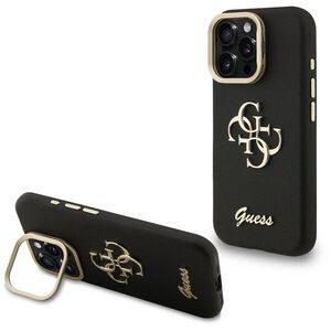 Guess PU Grained 4G Logo Stand Camera Frame iPhone 15 Pro fekete tok kép