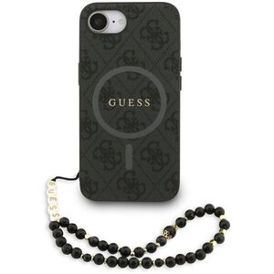 Guess PU Leather 4G Colored Ring Strap MagSafe telefon tok iPhone 16e/17e készülékhez, fekete kép
