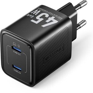 Vention 2-Port USB (C + C) GaN Charger (45W/45W) EU-Plug Black kép