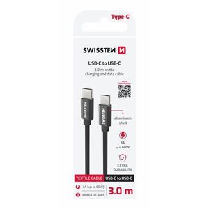 Swissten Textile USB-C to USB-C, 3 m, fekete kép
