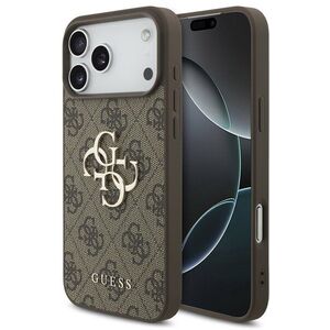 Guess PU 4G Metal Logo hátlapi, iPhone 17 Pro Max, Brown kép