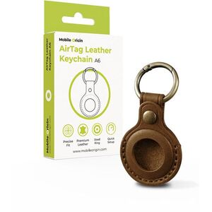 Mobile Origin AirTag Leather Keychain A6 Midnight Brown kép
