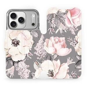 Mobiwear Flip Apple iPhone 17 Pro virágok szürke tok kép