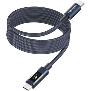 ChoeTech PD60W USB-C to USB-C Digital Display 1, 2 m Magnet Nylon Cable, Dark Blue kép