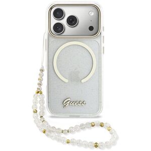 Guess IML Glitter Script Strap MagSafe hátlapi, iPhone 17 Pro Max, Transparent kép