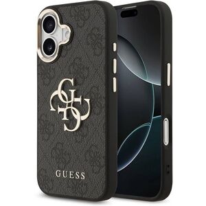 Guess PU Leather 4G Metal Logo Gold Frame iPhone 17 Black tok kép