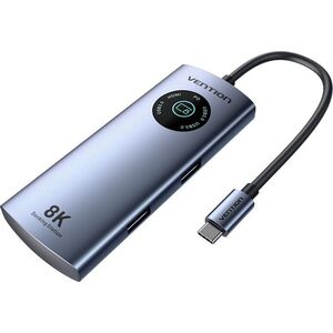 Vention USB-C to HDMI/USB 3.2 Gen 1 Type-C/USB 3.0*2/PD 8K Docking Station with LED Display 0.15M Al kép