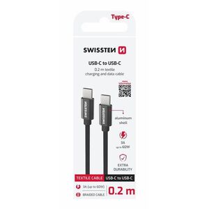 Swissten Textile USB-C / USB-C 0, 2 m Fekete kép