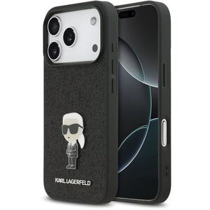 Karl Lagerfeld Fixed Glitter Metal Ikonik iPhone 17 Pro fekete tok kép