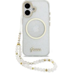 Guess IML Glitter Script Strap MagSafe hátlap, iPhone 17, Transparent kép